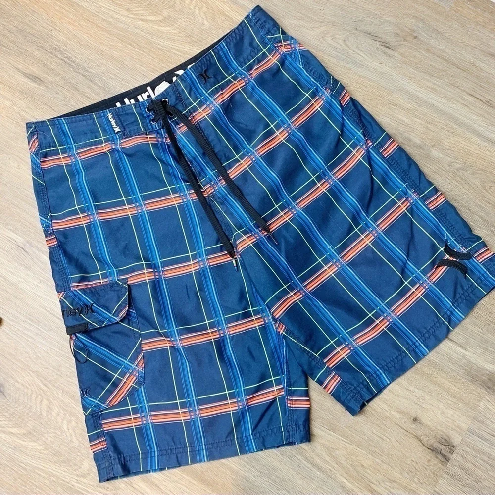 Hurley Blue Plaid Swim Shorts